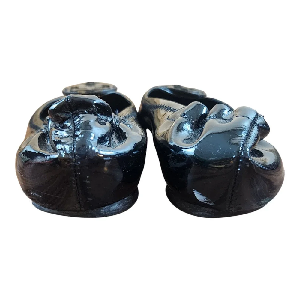 Tory Burch patent leather ballet flats black sz 7 well‎ loved damaged balletcore